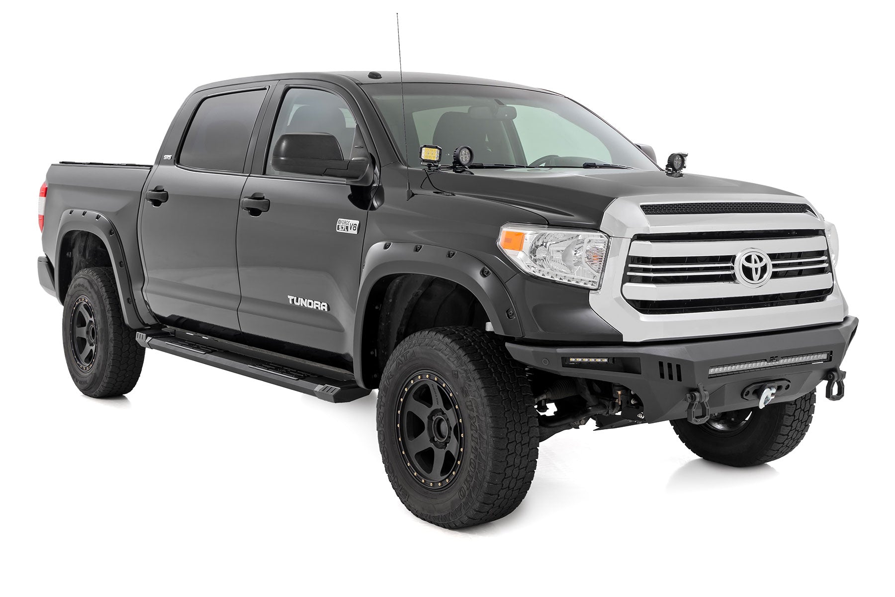 HD2 Aluminum Running Boards Crewmax Cab Toyota Tundra 2WD/4WD (2007-2021) Rough Country-1