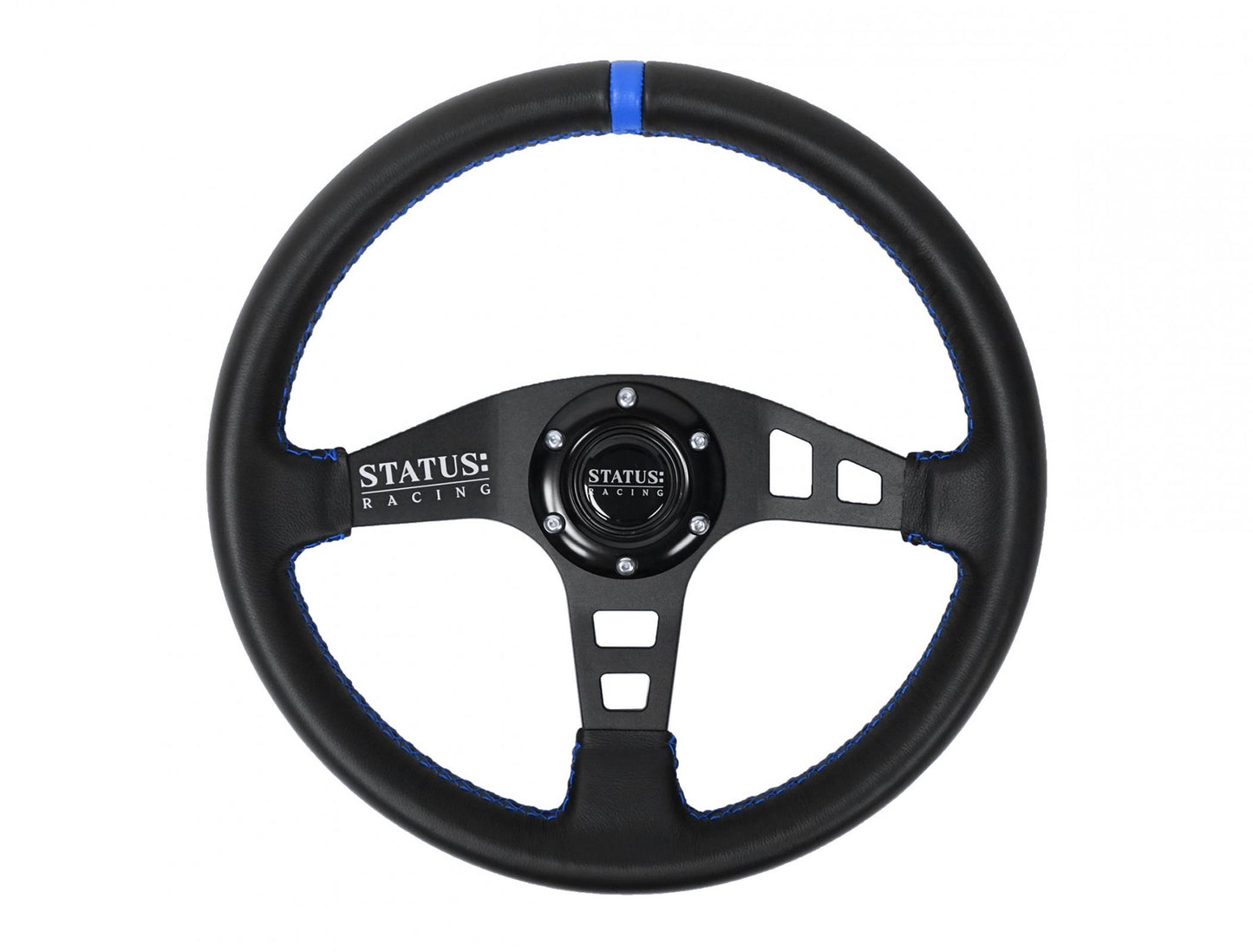 Flat Leather Steering Wheel 13 Inch Diameter PRP Seats-4
