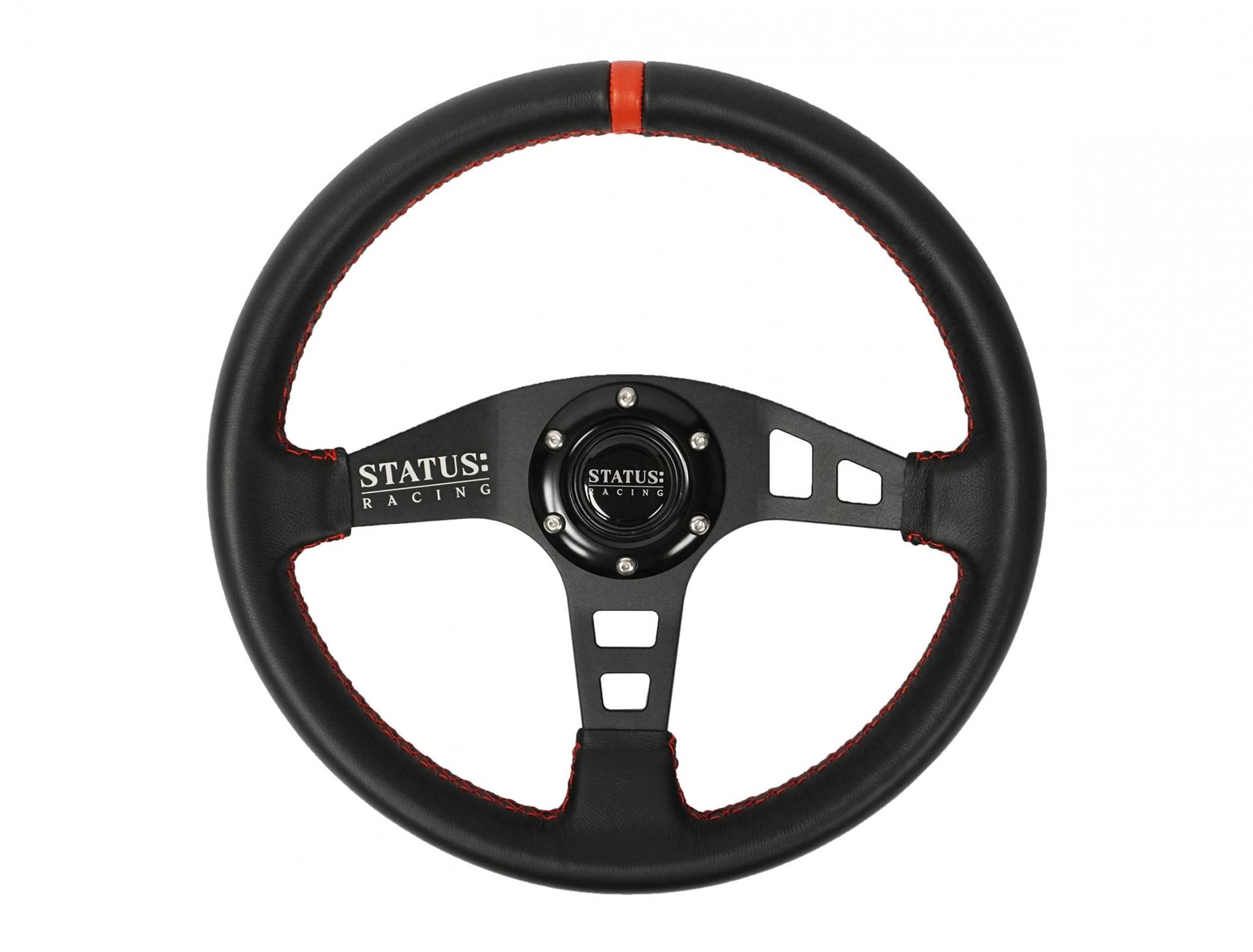 Flat Leather Steering Wheel 13 Inch Diameter PRP Seats