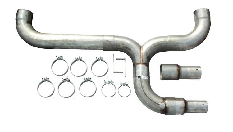 Diesel Dual Stack Kit 5 in Dual Exit Natural Finish Hardware Incl 409 Stainless Steel Pypes Performance Exhaust