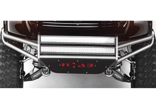 RSP PreRunner Replacement Front Bumper Direct Fit (2-30 Inch Rigid E-Series) with Skid Plate LED Light Mount 2005-2015 Toyota Tacoma Gloss Black NFab-1