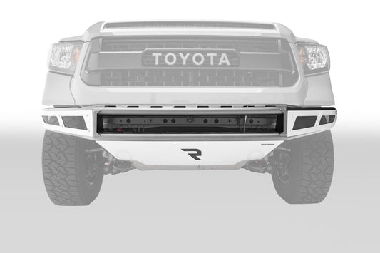M-RDS Front Bumper Pre-Runner Radius Style 1 Piece with Integrated Brushed Aluminum Skid Plate 2014-2021 Toyota Tundra Gloss Black NFab