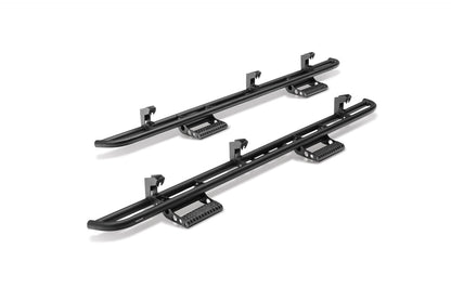 RKR Step System Cab Length (2 Step Mounts/2 Steps per Side) 1.75 Inch Rails 2005-2023 Toyota Tacoma Access Cab Textured Black NFab-1