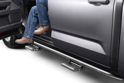 RKR Step System Cab Length (2 Step Mounts/2 Steps per Side) 1.75 Inch Rails 2022-2025 Toyota Tundra CrewMax Textured Black NFab-1