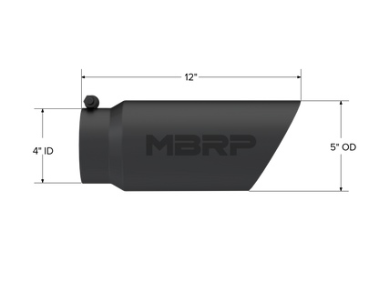 Exhaust Tip 5 Inch O.D. Dual Wall Angled 4 Inch Inlet 12 Inch Length-Black Finish MBRP-1