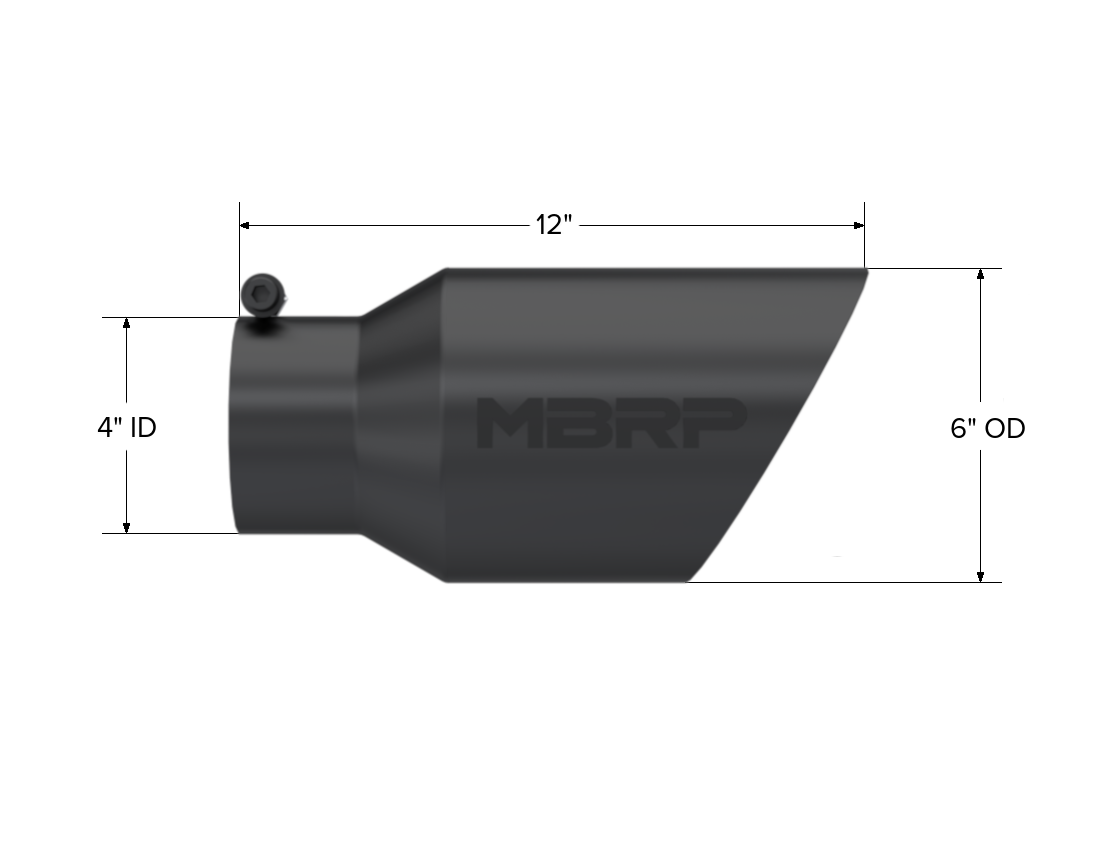 Black Coated Exhaust Tail Pipe Tip 6 Inch OD Dual Wall Angled 4 Inch Inlet 12 Inch Length MBRP-1