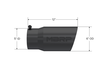 Exhaust Tip 6 Inch O.D. Dual Wall Angled 5 Inch Inlet 12 Inch Length-Black Finish MBRP-1