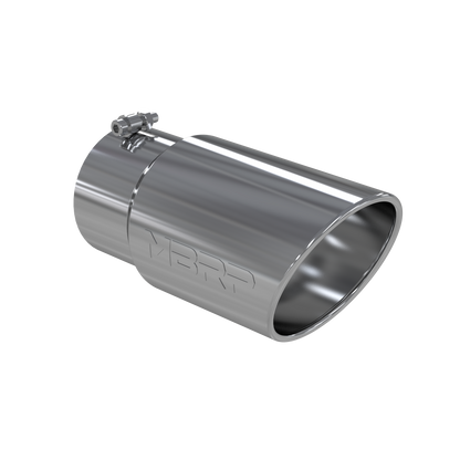 Exhaust Tail Pipe Tip 6 Inch O.D. Angled Rolled End 5 Inch Inlet 12 Inch Length T304 Stainless Steel MBRP