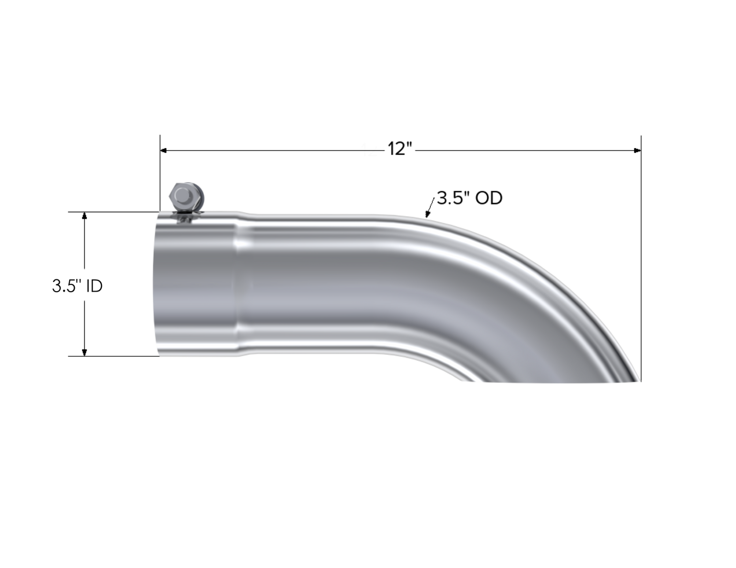 Exhaust Tail Pipe Tip 3.5 Inch O.D. Turn Down 3.5 Inch Inlet 12 Inch Length T304 Stainless Steel MBRP-1