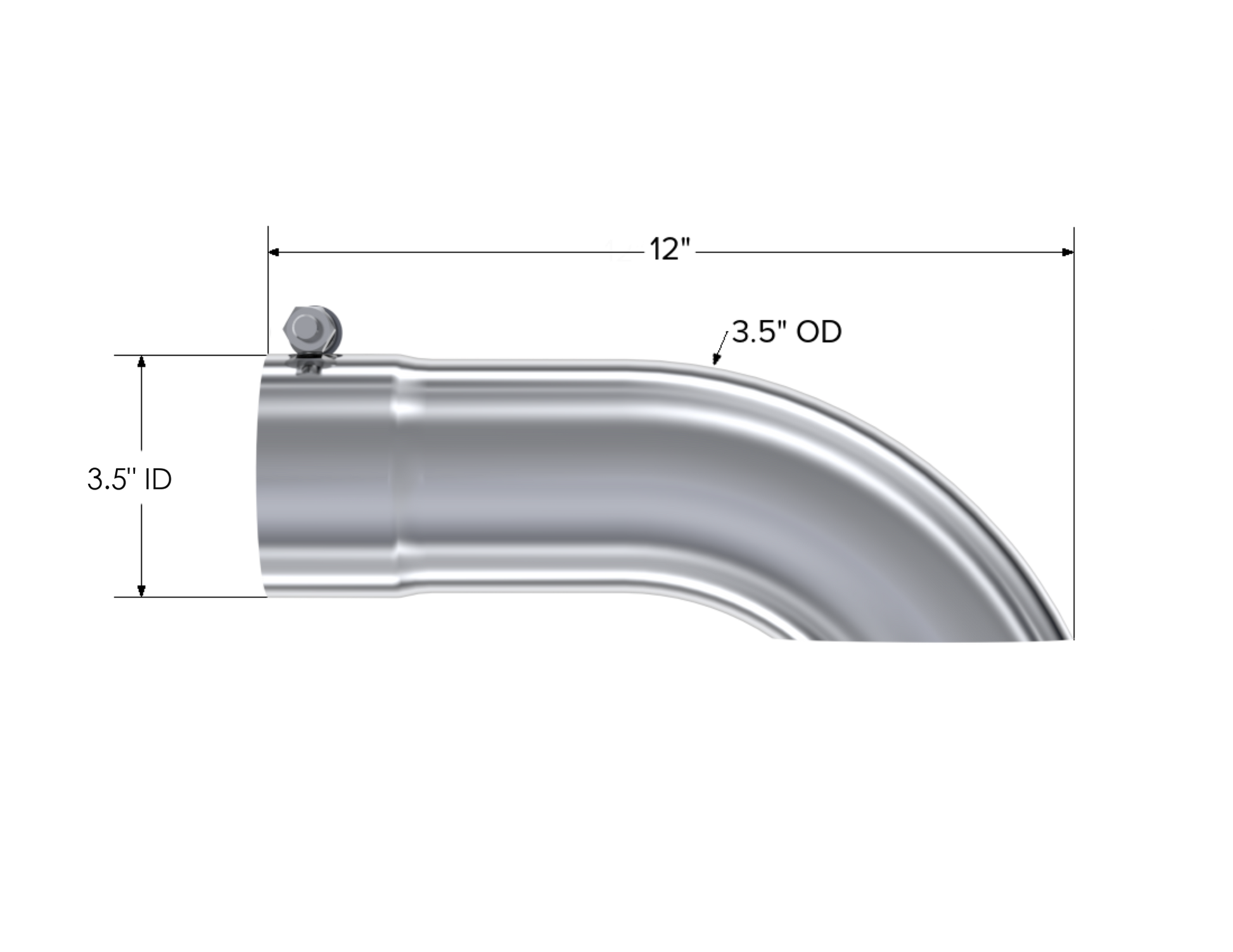 Exhaust Tail Pipe Tip 3.5 Inch O.D. Turn Down 3.5 Inch Inlet 12 Inch Length T304 Stainless Steel MBRP-1