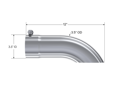 Exhaust Tail Pipe Tip 3.5 Inch O.D. Turn Down 3.5 Inch Inlet 12 Inch Length T304 Stainless Steel MBRP-1