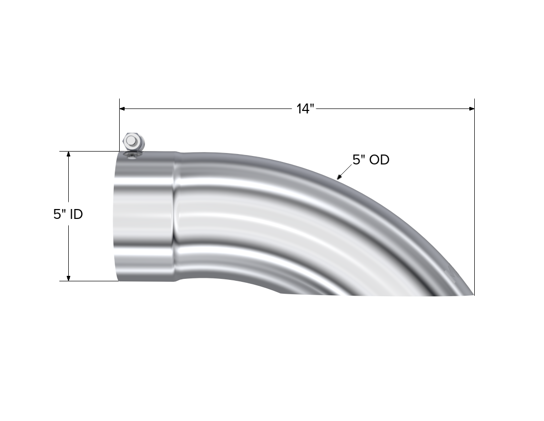 Exhaust Tail Pipe Tip 5 Inch O.D. Turn Down 5 Inch Inlet 14 Inch Length T304 Stainless Steel MBRP-1