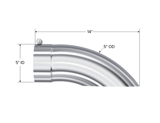 Exhaust Tail Pipe Tip 5 Inch O.D. Turn Down 5 Inch Inlet 14 Inch Length T304 Stainless Steel MBRP-1