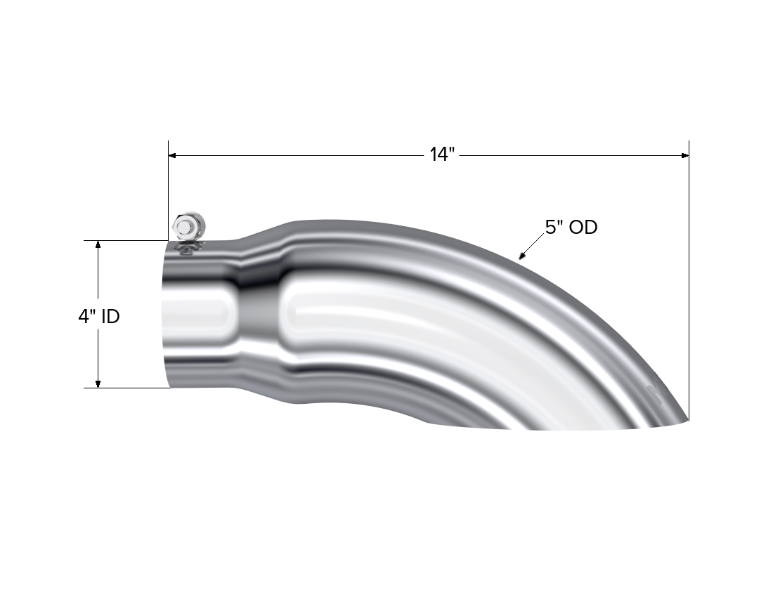 Exhaust Tail Pipe Tip 5 Inch O.D. Turn Down 4 Inch Inlet 14 Inch Length T304 Stainless Steel MBRP-1