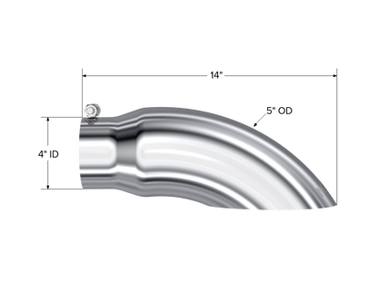 Exhaust Tail Pipe Tip 5 Inch O.D. Turn Down 4 Inch Inlet 14 Inch Length T304 Stainless Steel MBRP-1