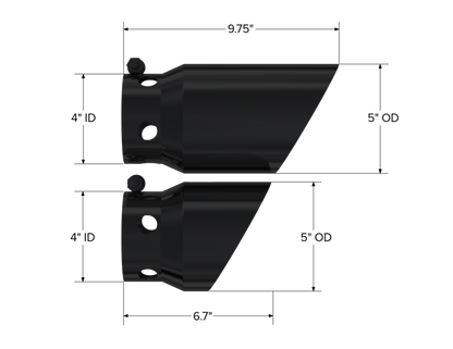 08-Up Ford 6.4L, 6.7L Powerstroke Black-Coated Tip 4 Inch ID 5 Inch Outlet Tip Cover Set 6.75 Inch 9.75 Inch Length MBRP-1