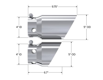 4 Inch Inlet 5 Inch Tip Cover Set-6 3/4 Inch And 9 3/4 Inch Length T304 Stainless Steel MBRP-1