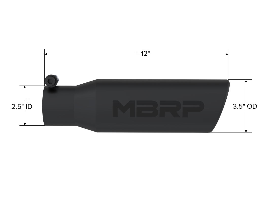 Exhaust Tip 3 1/2 Inch O.D. Angled Rolled End 2 1/2 Inch Inlet 12 Inch Length MBRP-1