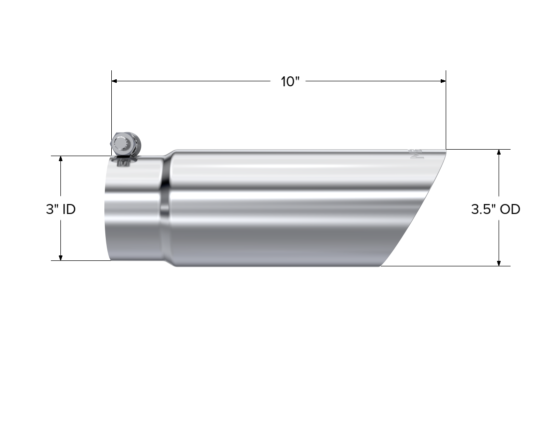 Exhaust Tip 3 1/2 Inch O.D. Dual Wall Angled End 3 Inch Inlet 10 Inch Length MBRP-1