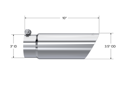 Exhaust Tip 3 1/2 Inch O.D. Dual Wall Angled End 3 Inch Inlet 10 Inch Length MBRP-1