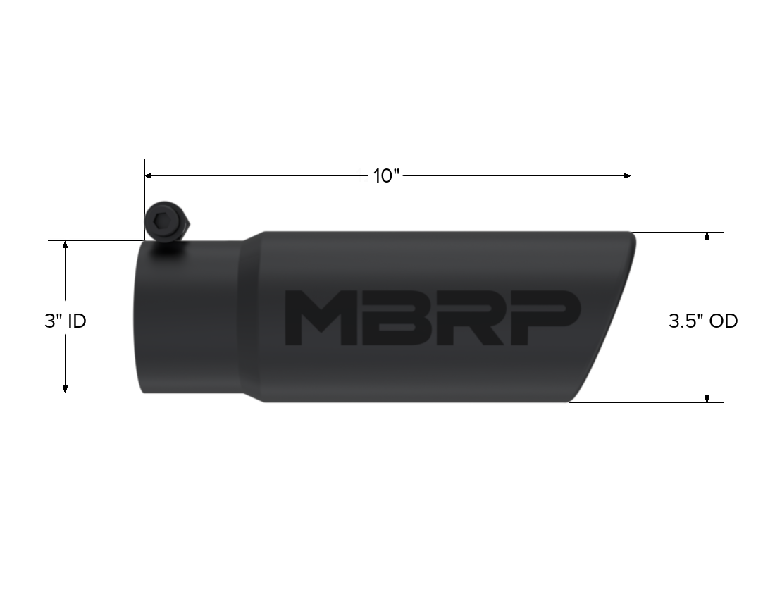 Exhaust Tip 3 1/2 Inch O.D. Angled Rolled End 3 Inch Inlet 10 Inch Length MBRP-1