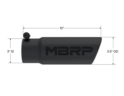 Exhaust Tip 3 1/2 Inch O.D. Angled Rolled End 3 Inch Inlet 10 Inch Length MBRP-1
