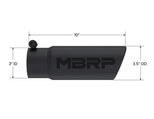 Exhaust Tip 3 1/2 Inch O.D. Angled Rolled End 3 Inch Inlet 10 Inch Length MBRP-1