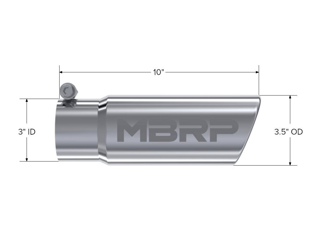 Exhaust Tip 3 1/2 Inch O.D. Angled Rolled End 3 Inch Inlet 10 Inch Length MBRP-3