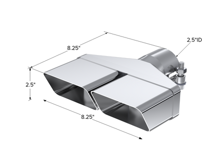Exhaust Tip 8 x 2 1/2 Inch ID Rectangle 2 1/2 Inch O.D. Inlet 8 1/4 Inch Length T304 Stainless Steel MBRP-1