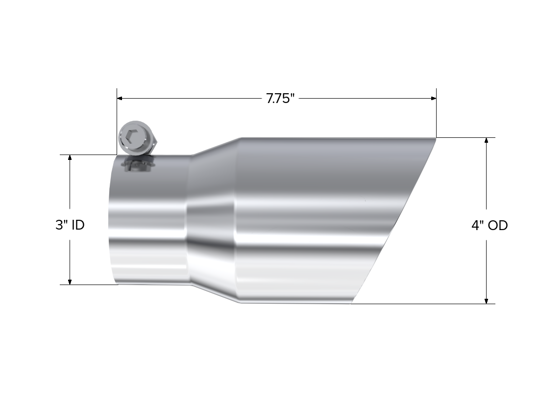Exhaust Tip 4 Inch O.D. Dual Wall Angled Rolled End 3 Inch Systems MBRP-3