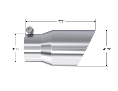 Exhaust Tip 4 Inch O.D. Dual Wall Angled Rolled End 3 Inch Systems MBRP-3