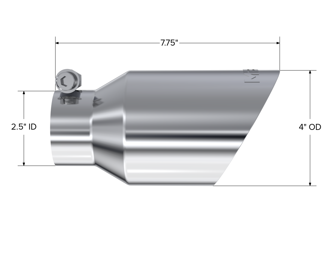 Exhaust Tip 4 Inch O.D. Dual Wall Angled Fits Aluminized Steel 2 1/2 Inch Systems MBRP-1