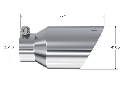 Exhaust Tip 4 Inch O.D. Dual Wall Angled Fits Aluminized Steel 2 1/2 Inch Systems MBRP-1