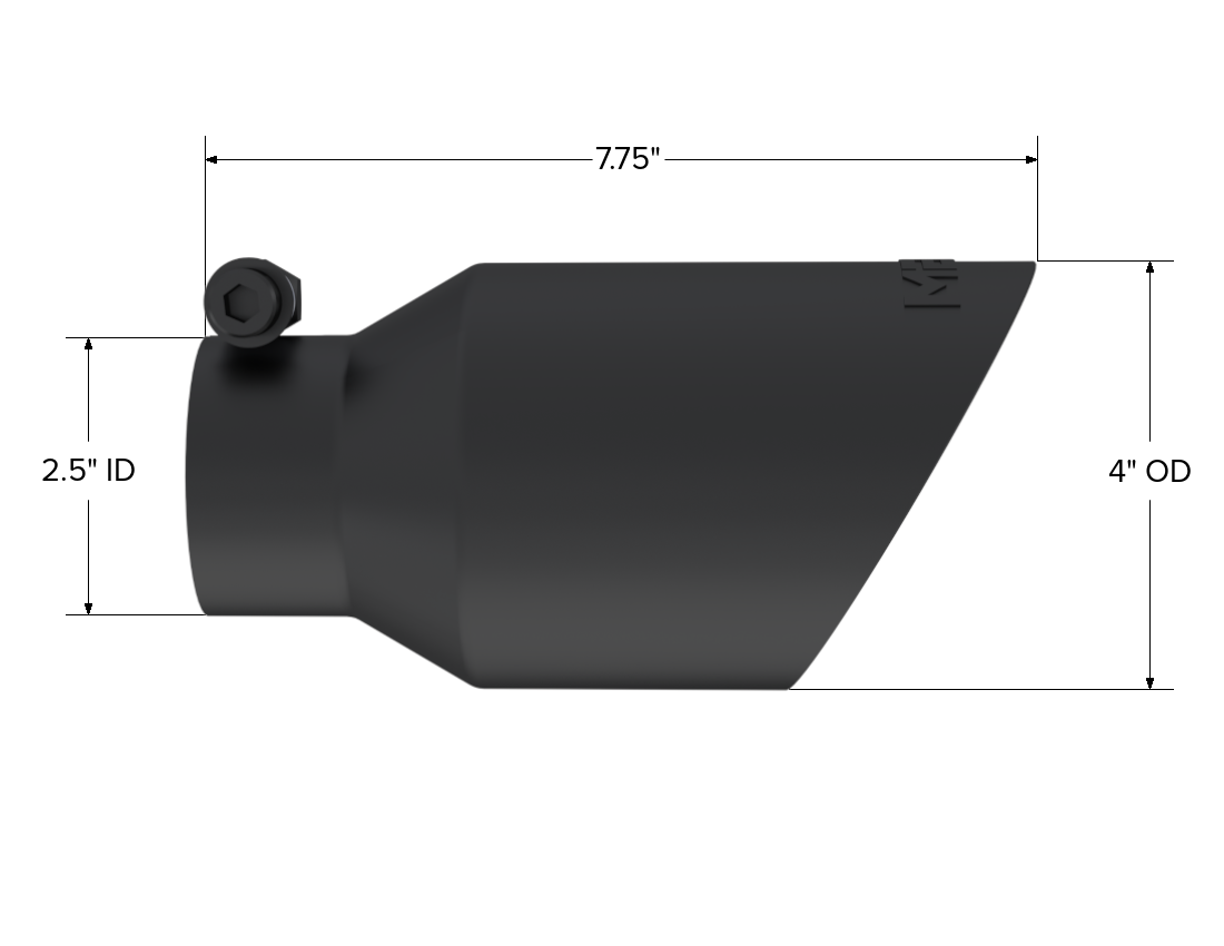 Exhaust Tip 4 Inch O.D. Dual Wall Angled Black Fits Aluminized Steel 2 1/2 Inch Systems MBRP-1