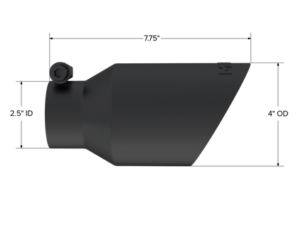 Exhaust Tip 4 Inch O.D. Dual Wall Angled Black Fits Aluminized Steel 2 1/2 Inch Systems MBRP-1
