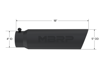 Armor BLK Tip 5 Inch OD Angled Rolled End, 4 Inch inlet, 18 Inch length MBRP-1