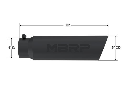 Armor BLK Tip 5 Inch OD Angled Rolled End, 4 Inch inlet, 18 Inch length MBRP-1