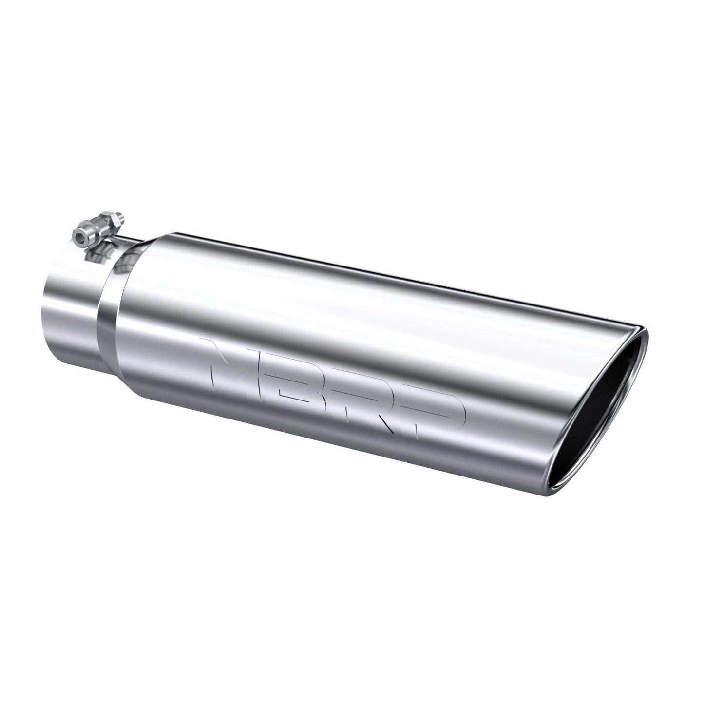 Exhaust Tip, T304 5 Inch OD Angled Rolled End, 4 Inch Inlet 18 Inch length MBRP