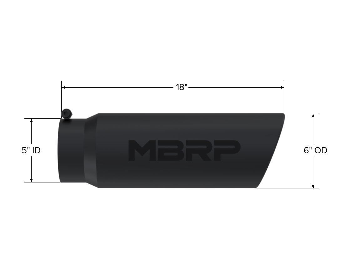 Exhaust Tip 6 Inch O.D. Angled Rolled End 5 Inch Inlet 18 Inch Length MBRP-1