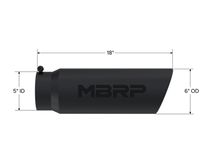 Exhaust Tip 6 Inch O.D. Angled Rolled End 5 Inch Inlet 18 Inch Length MBRP-1