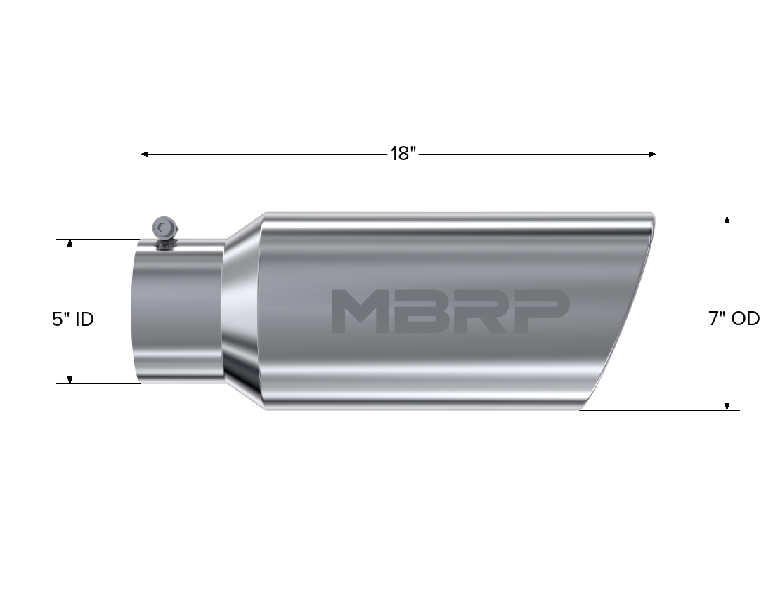 Exhaust Tip 7 Inch O.D. Rolled End 18 Inch Length MBRP-5