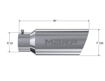 Exhaust Tip 7 Inch O.D. Rolled End 18 Inch Length MBRP-5