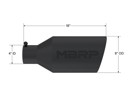 Exhaust Tip 8 Inch O.D. Rolled End 4 Inch Inlet 18 Inch Length MBRP-1