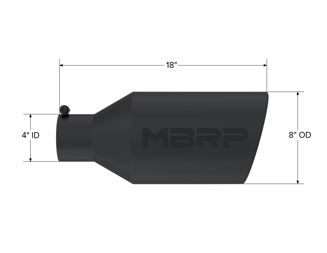 Exhaust Tip 8 Inch O.D. Rolled End 4 Inch Inlet 18 Inch Length MBRP-1
