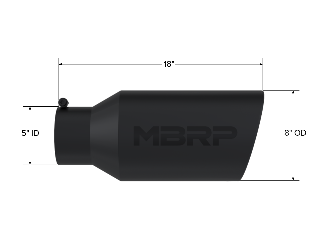 Exhaust Tip 8 Inch O.D. Rolled End 5 Inch Inlet 18 Inch Length Black MBRP-1