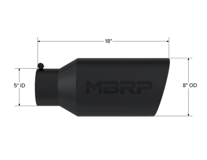 Exhaust Tip 8 Inch O.D. Rolled End 5 Inch Inlet 18 Inch Length Black MBRP-1