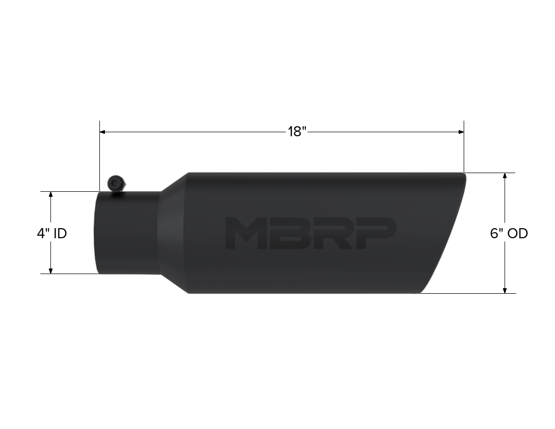 Exhaust Tip 6 Inch O.D. Rolled End 4 Inch Inlet 18 Inch Length MBRP-1