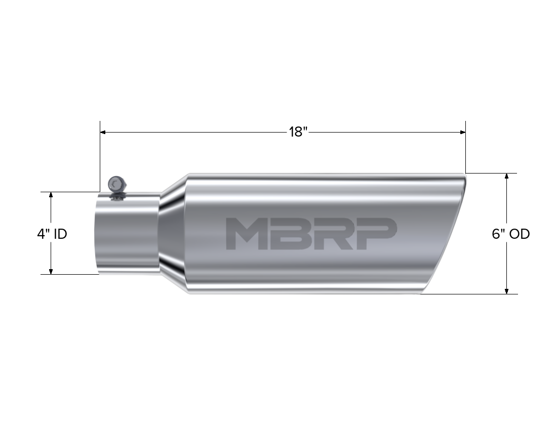 Exhaust Tip 6 Inch O.D. Rolled End 4 Inch Inlet 18 Inch Length MBRP-3