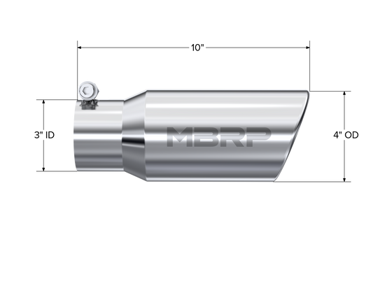 Universal 4 Inch Angled Cut Rolled End Armor Pro Series Exhaust Tip MBRP-1