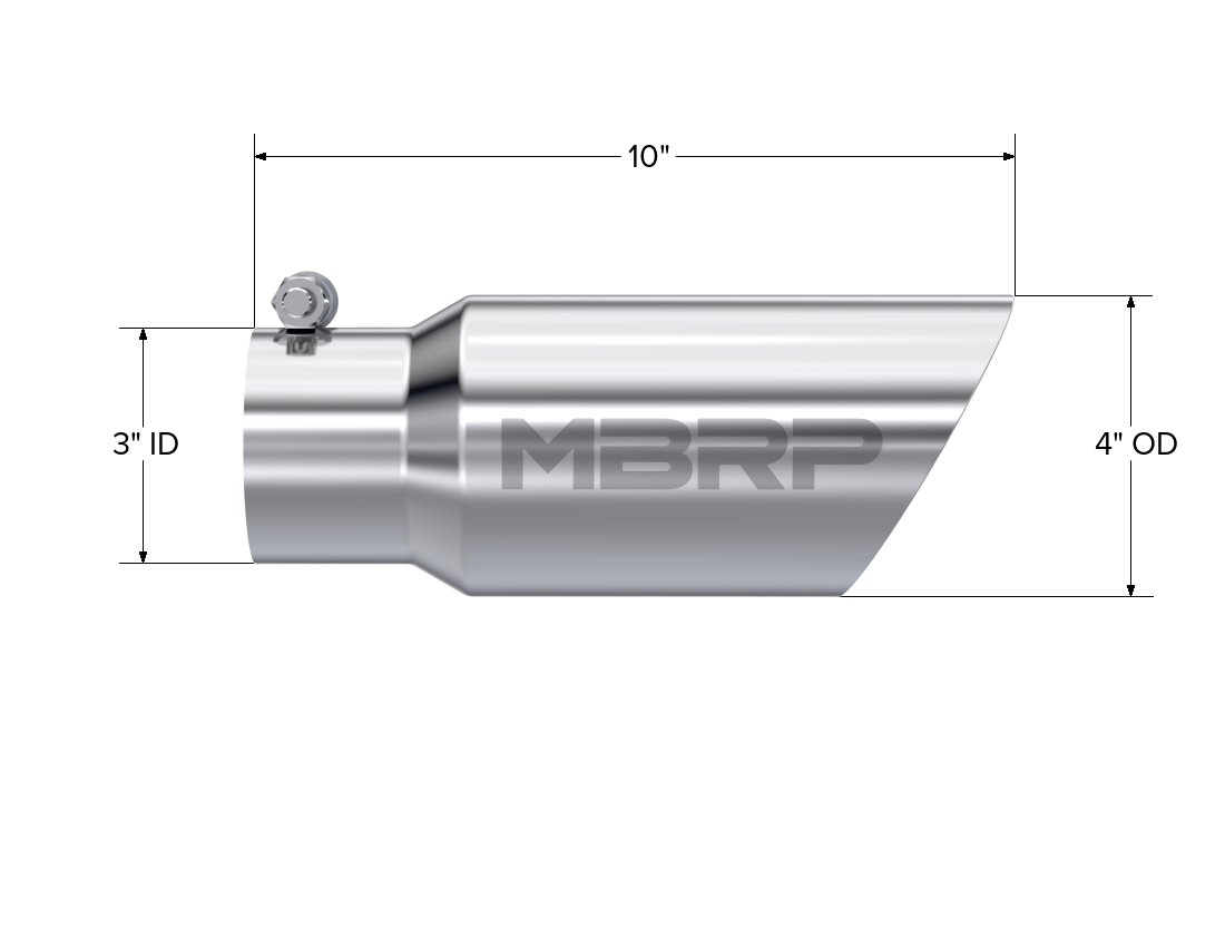 Exhaust Tip 4 Inch O.D. Dual Wall Angled 3 Inch Inlet 10 Inch Length MBRP-3